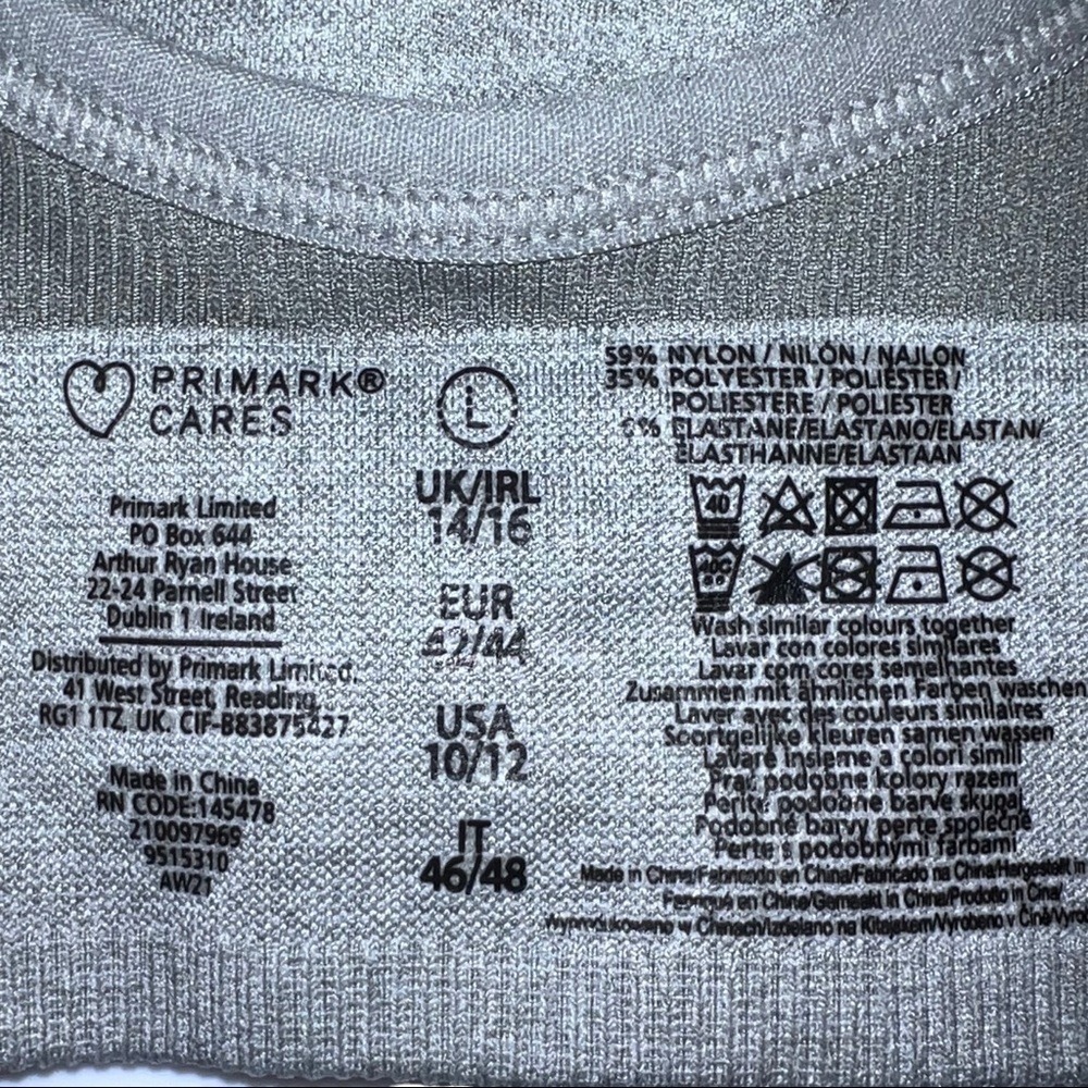 Primark Razor Back Athletic Grey Sports Bra - Picture 8 of 8